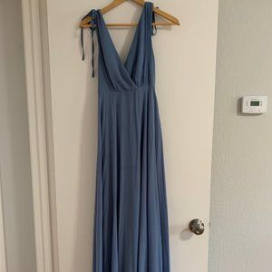 Lulus DANCE THE NIGHT AWAY SLATE BLUE BACKLESS MAXI DRESS
